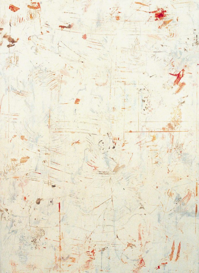 dub II, 2001, Lack, Acryl und Tusche auf Aluminium, 103 x 75 cm